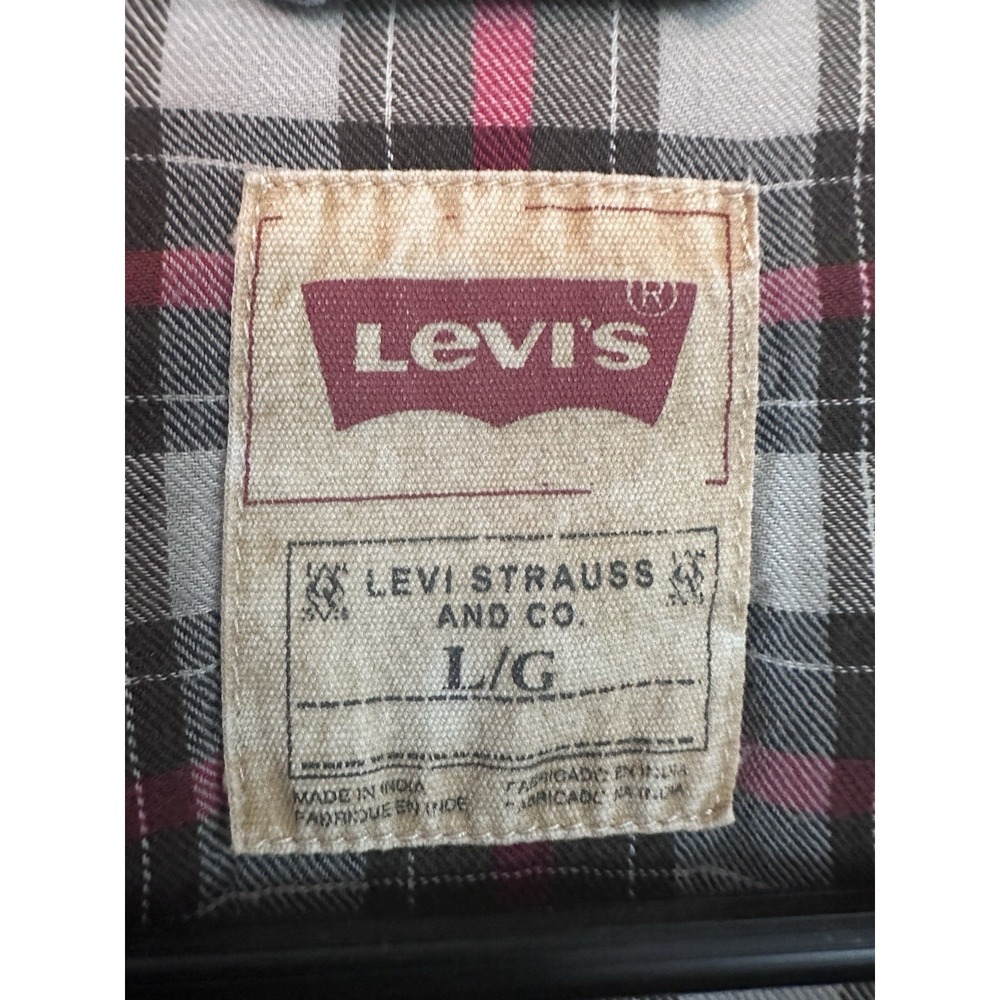 Levi's Men's Long Sleeve Western Cut Pearl Snap Plaid Shirt Lightweight LARGE - Picture 9 of 16